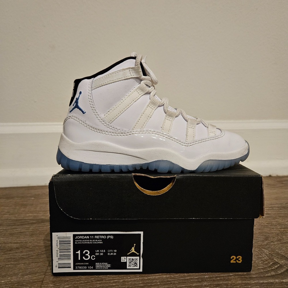 Air Jordan 11 Retro Legend Blue 13C White UNC GS Youth Kids 378039-104